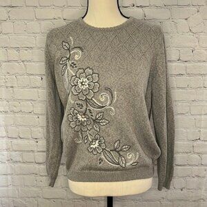 ALFRED DUNNER Petite Floral Print Sweater